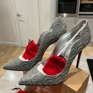Christian Louboutin Gray Textured Heels
